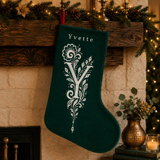 Personlig julstrumpa med botanisk monogram för bok