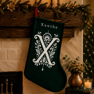 Personlig julstrumpa med botanisk monogram för bok
