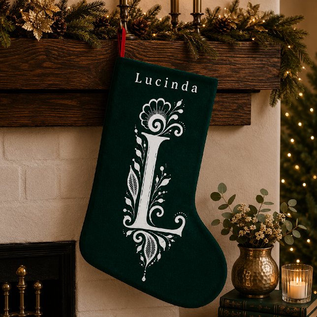 Personlig julstrumpa med botanisk monogram för bok (Skapare uppladdad)