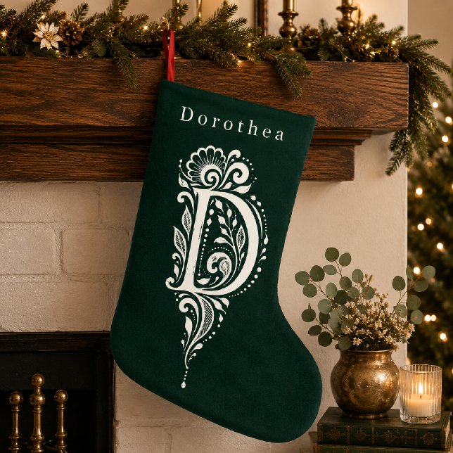 Personlig julstrumpa med botanisk monogram för bok (Skapare uppladdad)