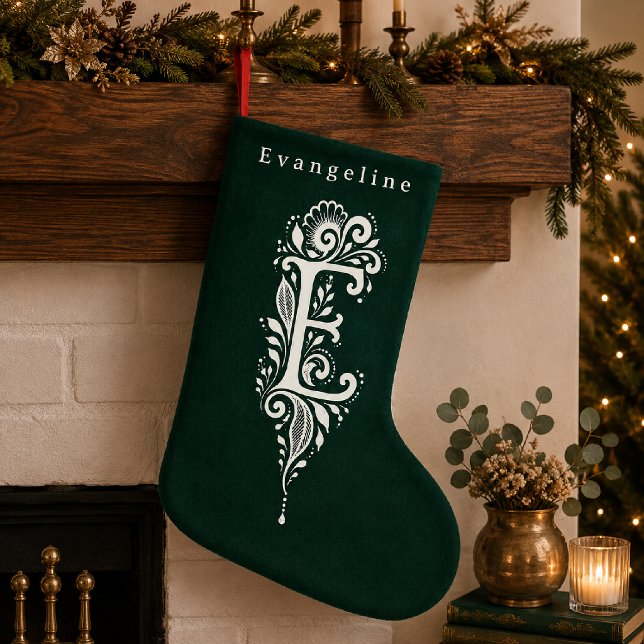 Personlig julstrumpa med botanisk monogram för bok (Skapare uppladdad)
