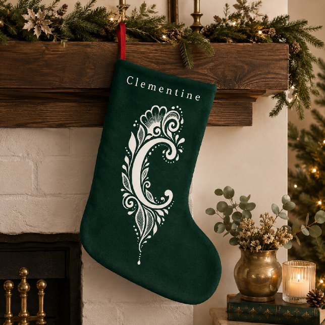 Personlig julstrumpa med botanisk monogram för bok (Skapare uppladdad)