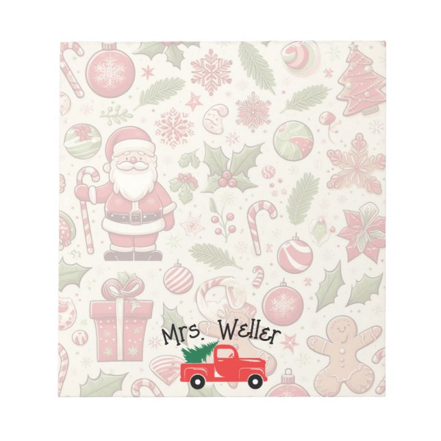 Personlig jultemat lärarpresenter anteckningsblock (Framsida)