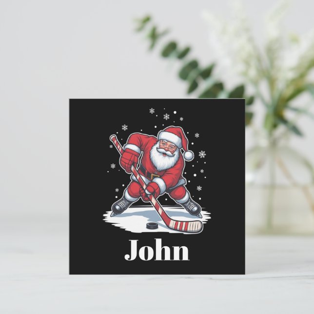 Personlig jultomte ishockey jul sport julkort (Stående Fram)