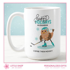 Personlig jultomte-ishockey kaffemugg
