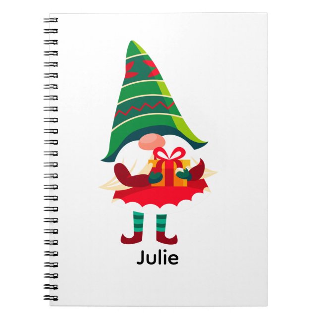 Personlig jultomte med en gåduva anteckningsbok (Framsidan)