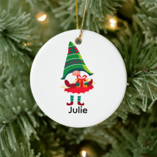 Personlig jultomte med en gåduva julgransprydnad keramik