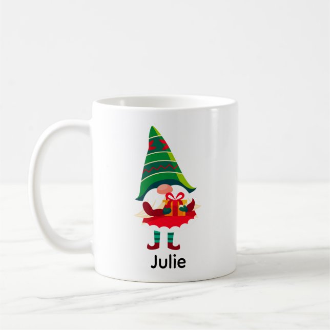 Personlig jultomte med en gåduva kaffemugg (Vänster)
