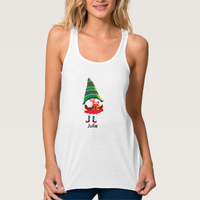 Personlig jultomte med en gåduva linne med racerback  (Framsida)