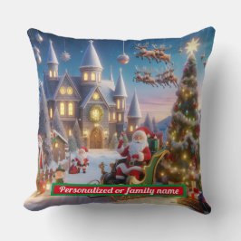 Personlig JULTOMTEN CHRISTMAS COLORFUL Kudde