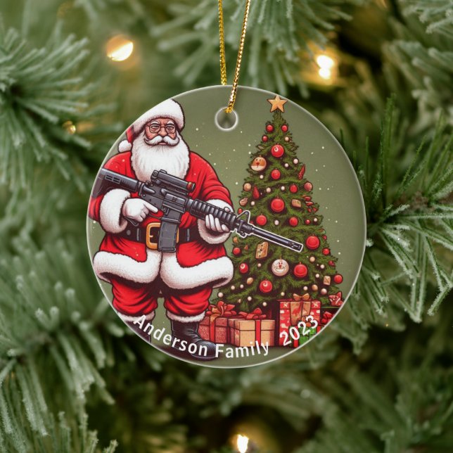 Personlig Jultomten och AR-15-jul Julgransprydnad Keramik (Träd)