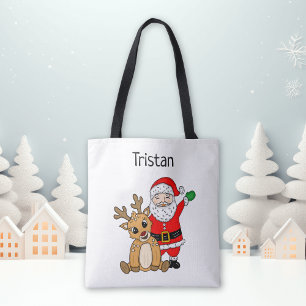 Personlig Jultomten och renjul jul Tygkasse