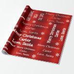 Personlig jultomten presentpapper<br><div class="desc">Varje barn väntar ivrigt på sin gåva från jultomten varje jul. Lägg till julmagin och den ivrigt väntade gåvan med personlig namn inslagna pappert från tomten.</div>