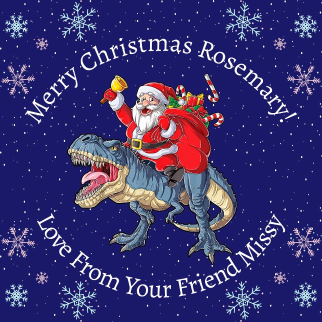 Personlig jultomten Riding Dinosaur Presentpapper (Skapare uppladdad)