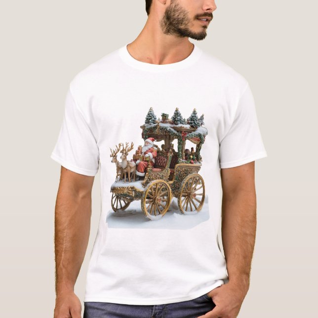Personlig Jultomten ridvagn T-shirt (Framsida)