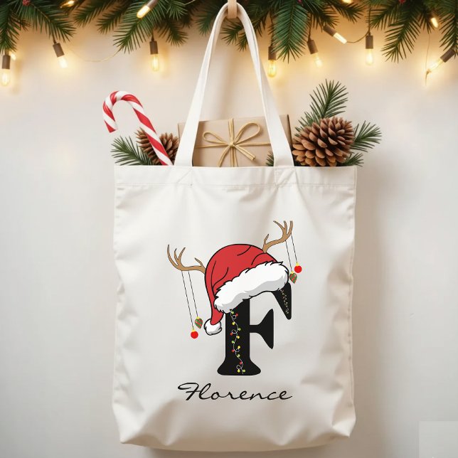 Personlig jultomtepåse till mamma eller vänner tygkasse (Christmas gift for teachers, Christmas gift for coworkers, personalized Santa tote bag for women,)