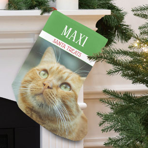Personlig jultomtepresent för katt med foto liten julstrumpa