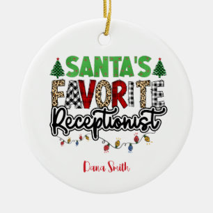 Personlig jultomts favoritreceptionist julgransprydnad keramik
