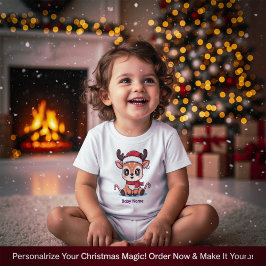 Personlig jultröja för bebis med ren - första jule t shirt