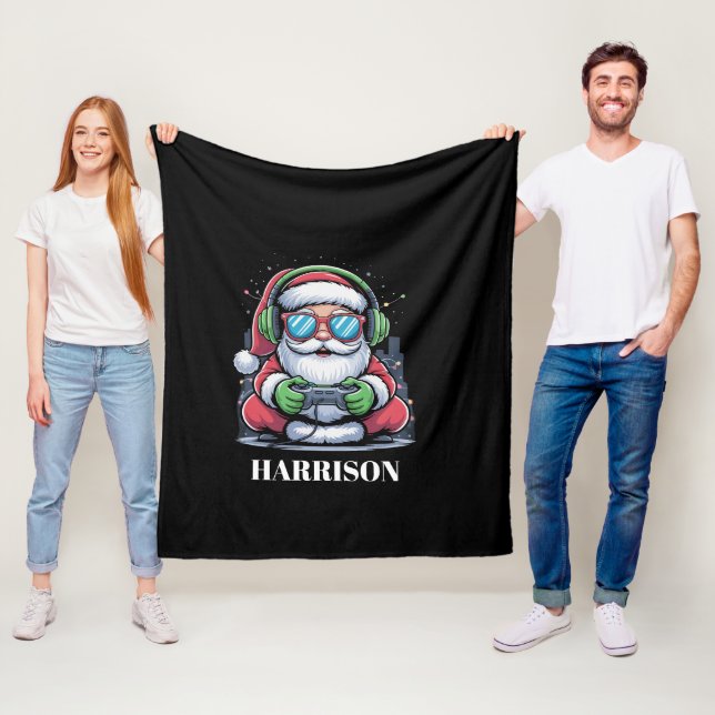 Personlig julvideospel Santa Xmas  Fleecefilt (På plats)