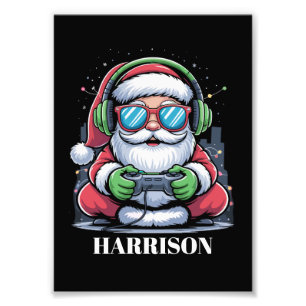 Personlig julvideospel Santa Xmas Fototryck
