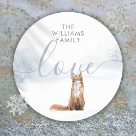 Personlig Julvinter Woodland Fox Runt Klistermärke