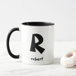 Personlig Jumbo Black Initial Monogam Namn Mugg