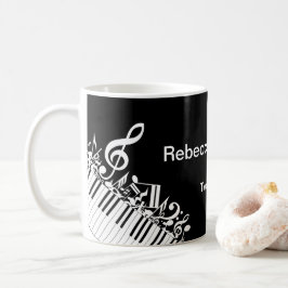 Personlig Jumled Musik noter och Piano Nycklar Kaffemugg