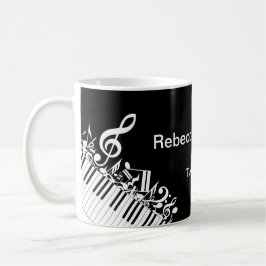 Personlig Jumled Musik noter och Piano Nycklar Kaffemugg