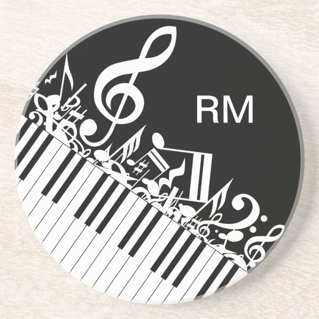 Personlig Jumled Musik noter och Piano Nycklar Underlägg (Framsidan)