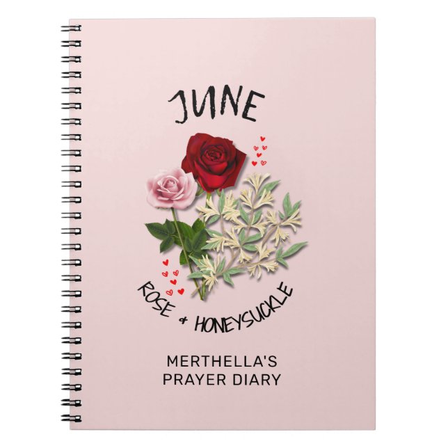Personlig JUNE BIRTH MONTH FLOWER Prayer Diary Anteckningsbok (Framsidan)