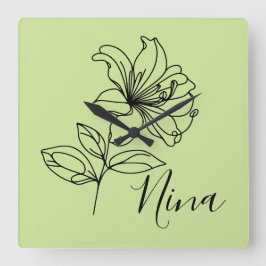 Personlig June Honeysuckle Birth Flower Gift Fyrkantig Klocka