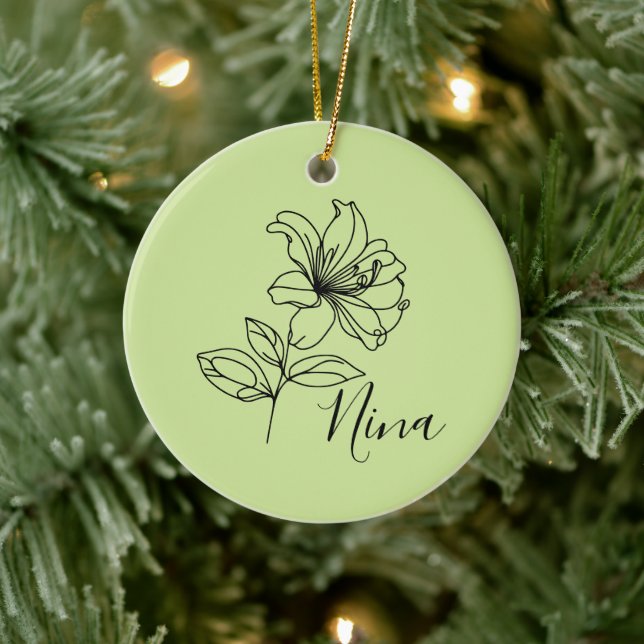 Personlig June Honeysuckle Birth Flower Gift Julgransprydnad Keramik (Träd)