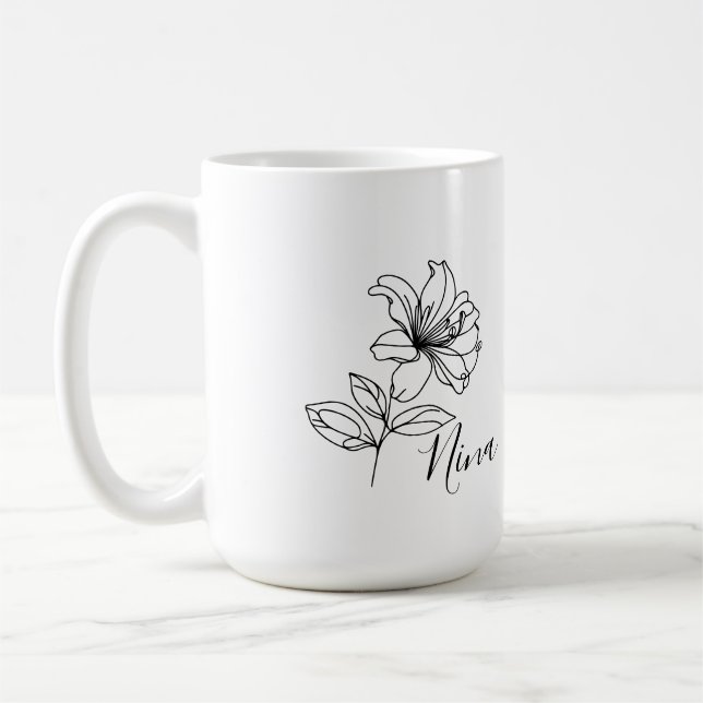 Personlig June Honeysuckle Birth Flower Gift Kaffemugg (Vänster)
