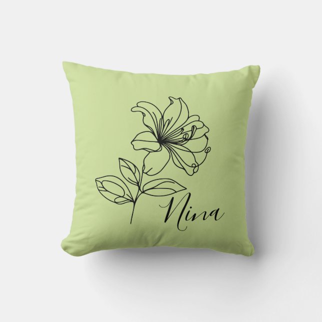 Personlig June Honeysuckle Birth Flower Gift Kudde (Framsida)