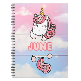 Personlig June Unicorn Flickaktigt Notebook Anteckningsbok