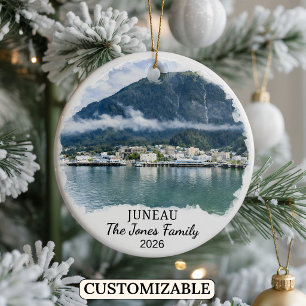 Personlig Juneau-ornament, Anpassad Alaska Julgransprydnad Keramik