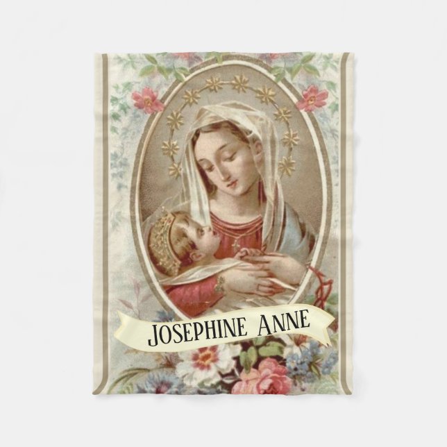Personlig jungfruliga Madonna Mary med babyen Fleecefilt (Framsidan)