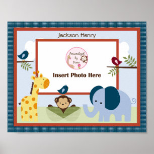 Personlig Jungle 123 Animals Photo Art Poster
