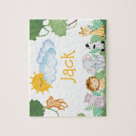 Personlig Jungle Animal Child Namn Puzzle Pussel