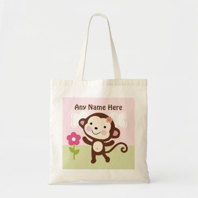 Personlig Jungle Girl Monkey Tote Bag Tygkasse (Framsidan)