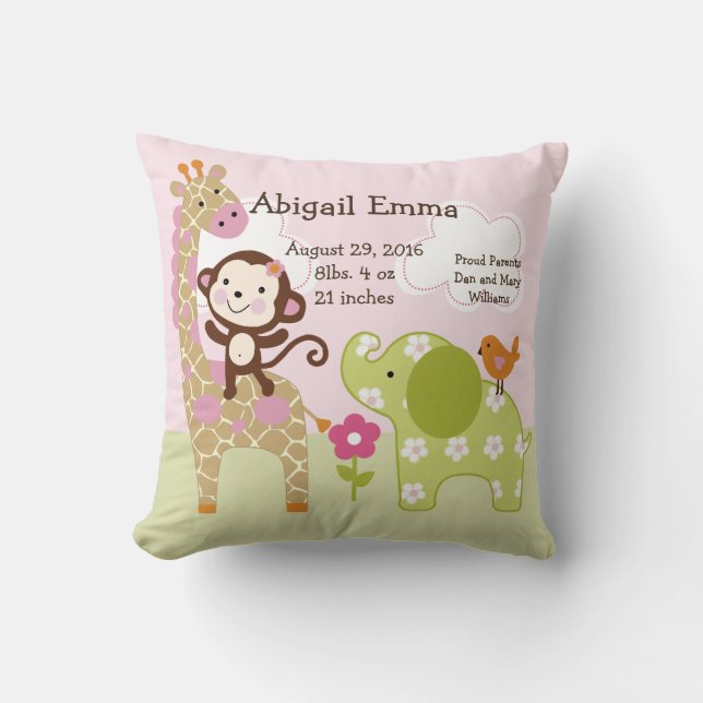 Personlig Jungle Girl Pillow Keepsak Kudde (Framsida)
