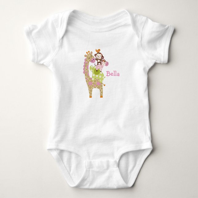 Personlig Jungle Jill/Girl Animals Baby Shirt Tee (Framsida)
