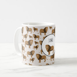 Personlig Jungle Lejon Animal Mönster Kaffemugg