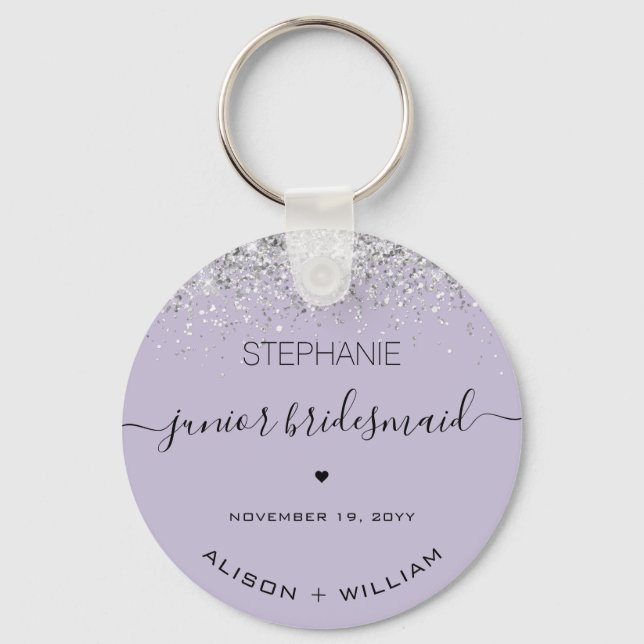 Personlig Junior Bridesmaid Glitter konetti Nyckelring (Framsida)