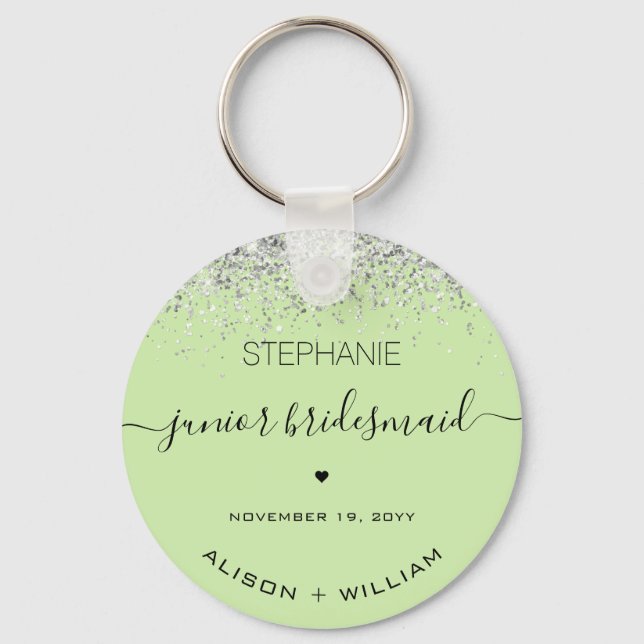 Personlig Junior Brudtärna Glitterkonfetti Nyckelring (Framsida)