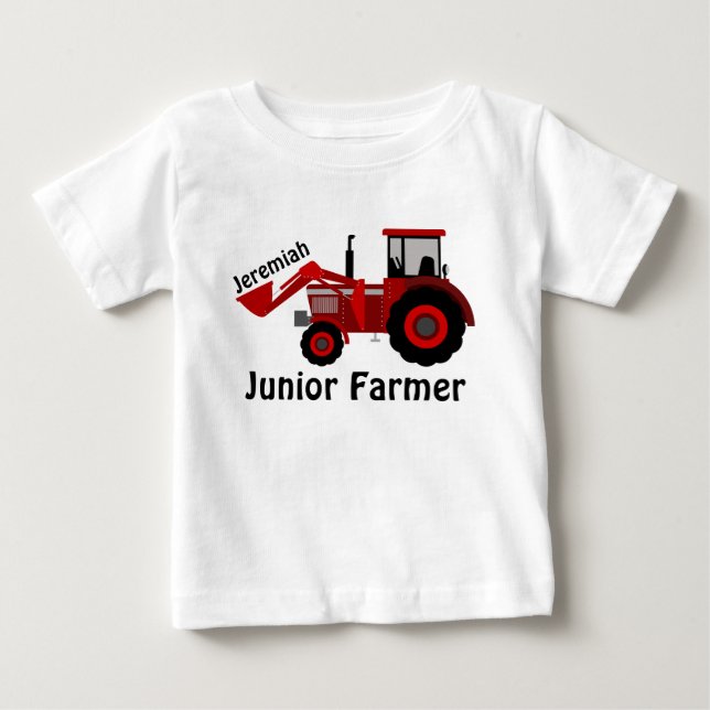 Personlig ’Junior Farmer’ och Red Tractor’ T Shirt (Framsida)