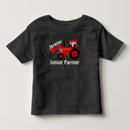 Personlig ’Junior Farmer’ & Red Loader Tractor T-shirt