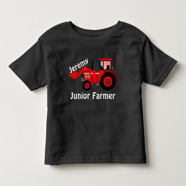 Personlig ’Junior Farmer’ & Red Loader Tractor Tee (Framsida)