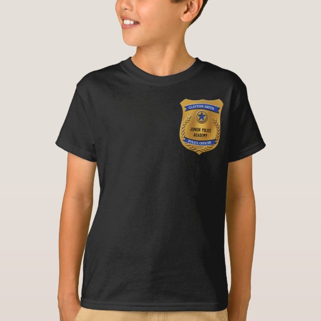 Personlig Junior Police Officer Badge Shirt T Shirt (Framsida)